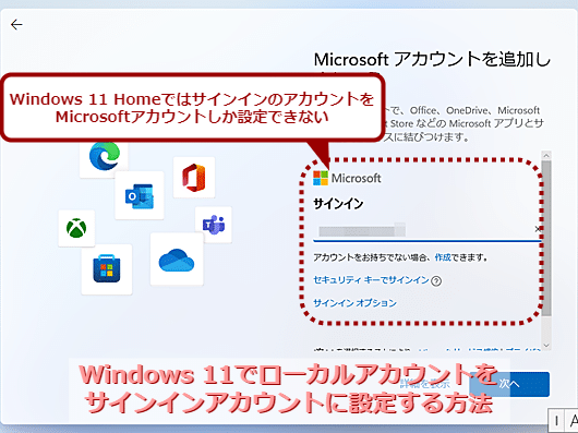 Windows 11】サインインアカウントとしてローカルアカウントが設定 ...